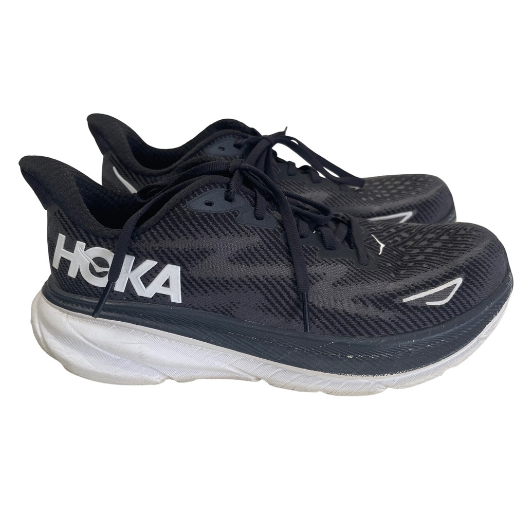 Hoka Clifton 9 Running Shoes Women 8 Black White Sneakers 1127896 BWHT
